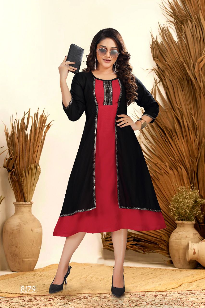 Golden Poonam 1 Regular Wear Rayon Kurti With Jacket Collection